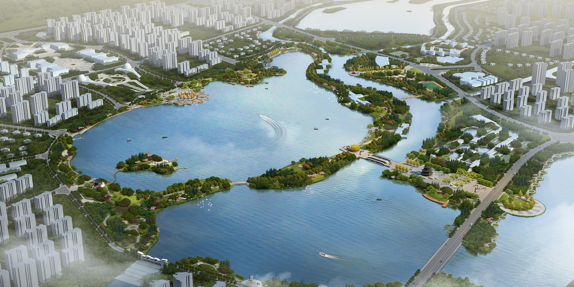 Landscape Design Around The Yuyang Lake In Sanhu New District